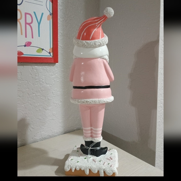 Santa Serving Macaroons Christmas Cookies Pink Pastel  Peppermint Square - Picture 5 of 6